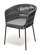 "бордо" стул плетеный из роупа (колос), каркас из стали серый (ral7022) муар, роуп серый 15мм, ткань серая в официальном магазине viva-verde.ru