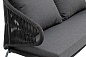 "Милан" диван 2-местный плетеный из роупа, каркас алюминий темно-серый (RAL7024) муар, роуп темно-серый круглый, ткань темно-серая 027