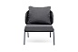 "Милан" кресло плетеное из роупа, каркас алюминий темно-серый (RAL7024) муар, роуп темно-серый круглый, ткань темно-серая 027